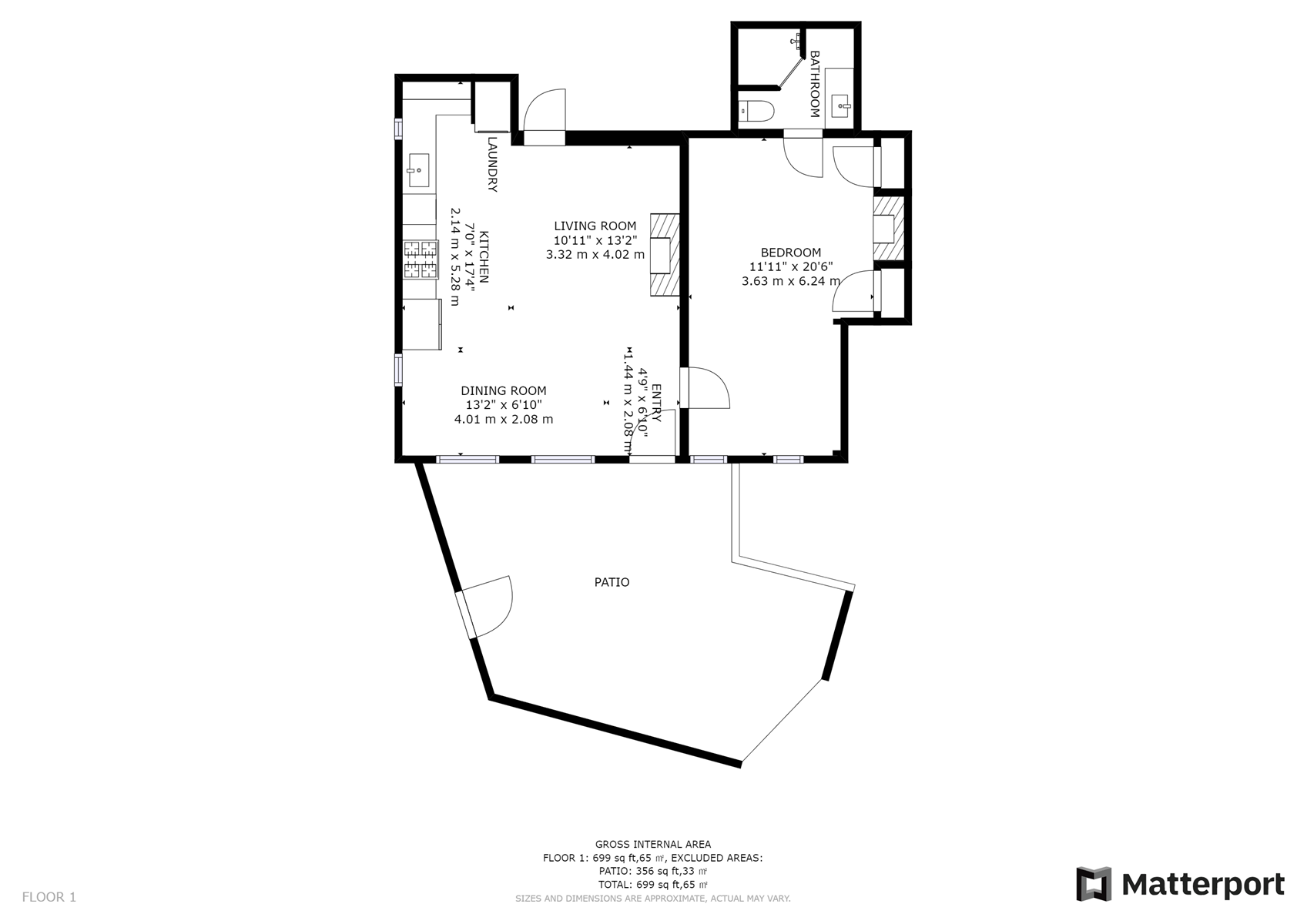 Floor Plan for Bosque Casita: NEW Casita in The Downtown Railyard District just a short walk to the Plaza