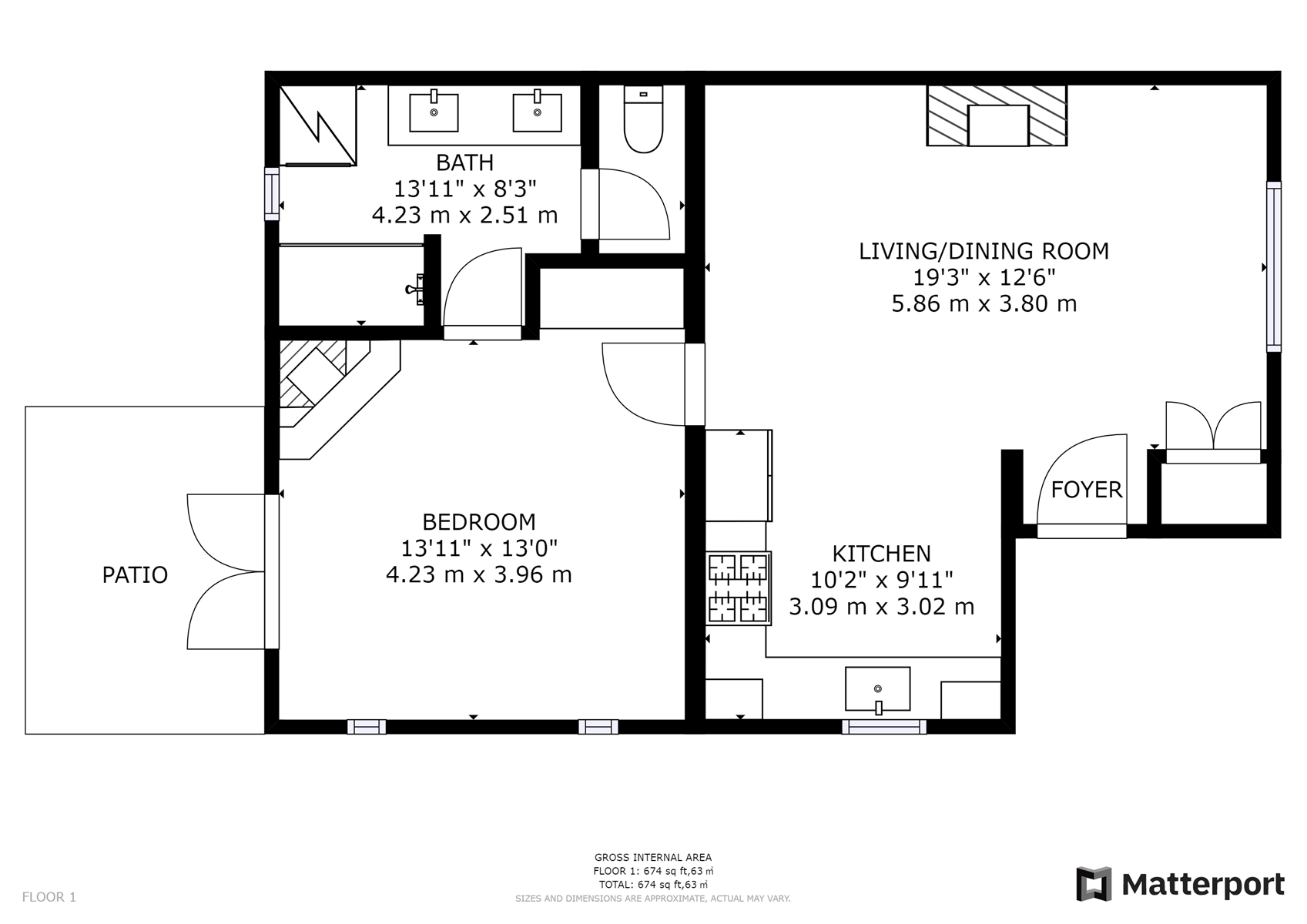 Floor Plan for Delgado C-1: Just one block from Canyon Road! 