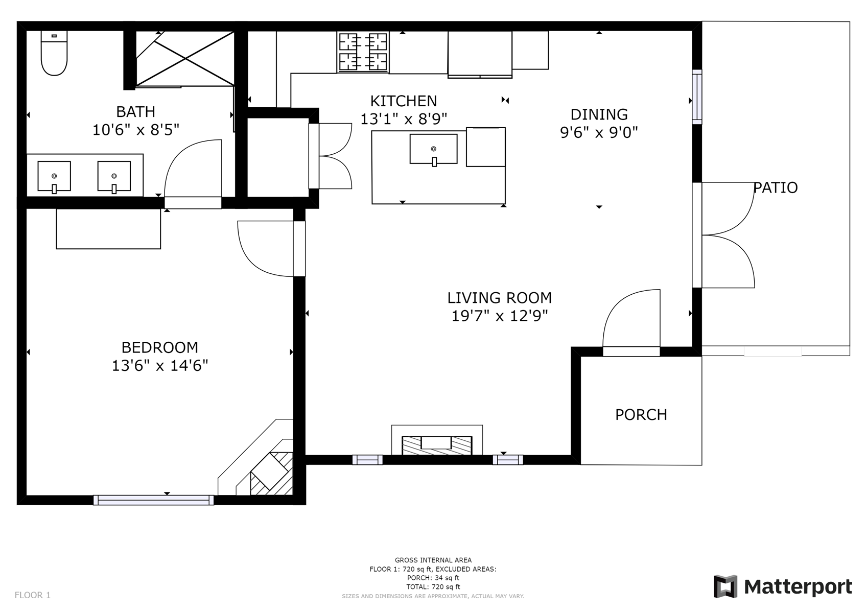 Floor Plan for Delgado C-3: Just one block from Canyon Road! 